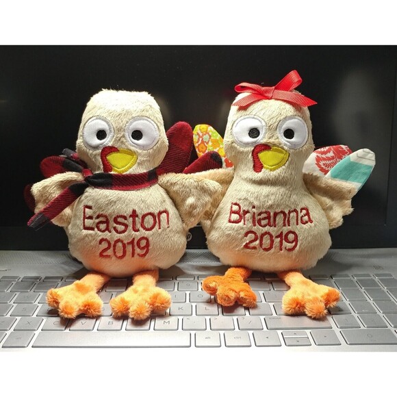 Handmade plush Turkey Boy-Girl personalizable Embroidery 1st Thanksgiving 2024 - Picture 1 of 8